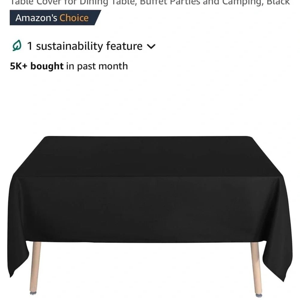 Black rectangular tablecloth 60 x 84