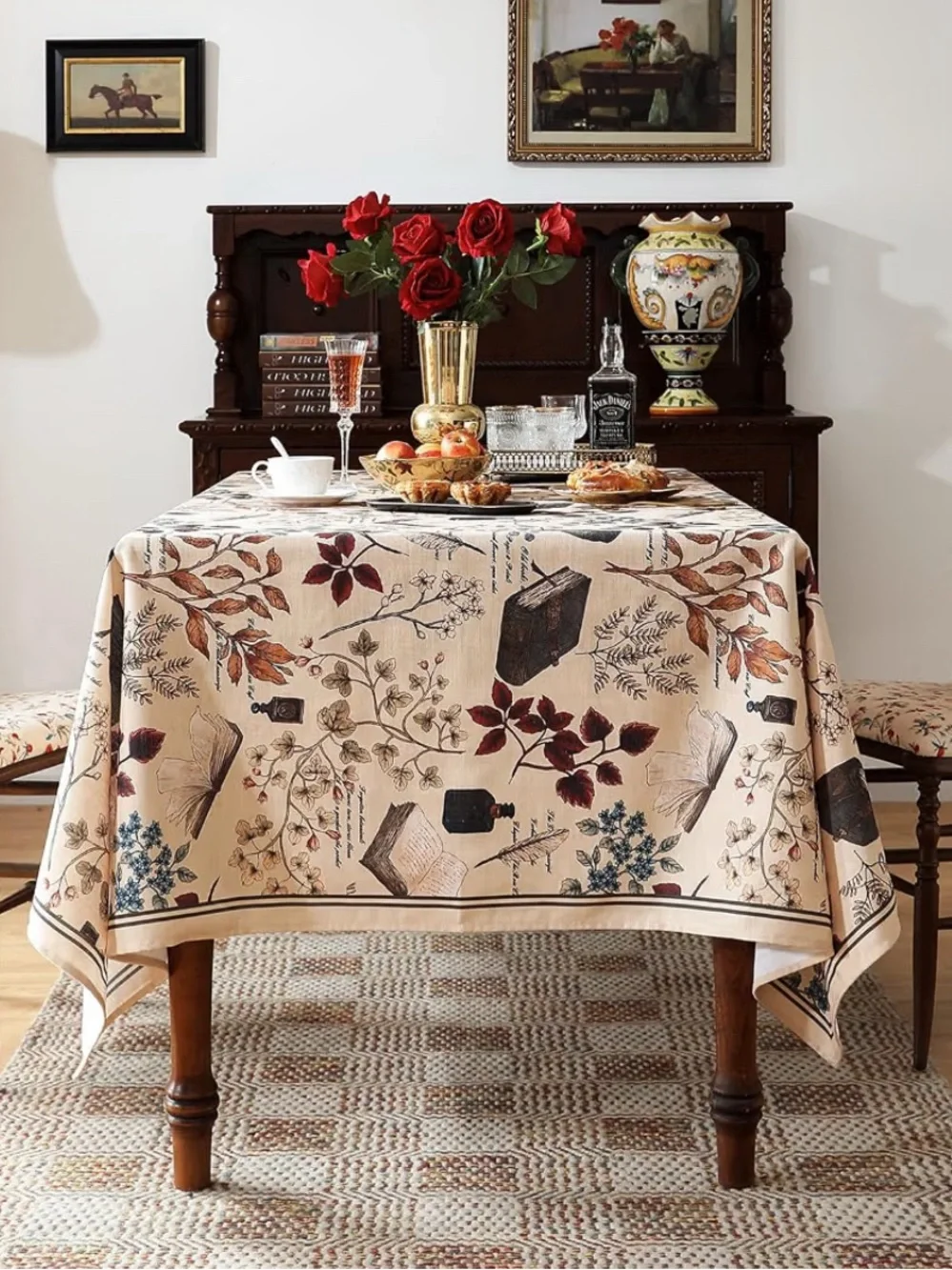 Designer French Linen Rectangular Tablecloth