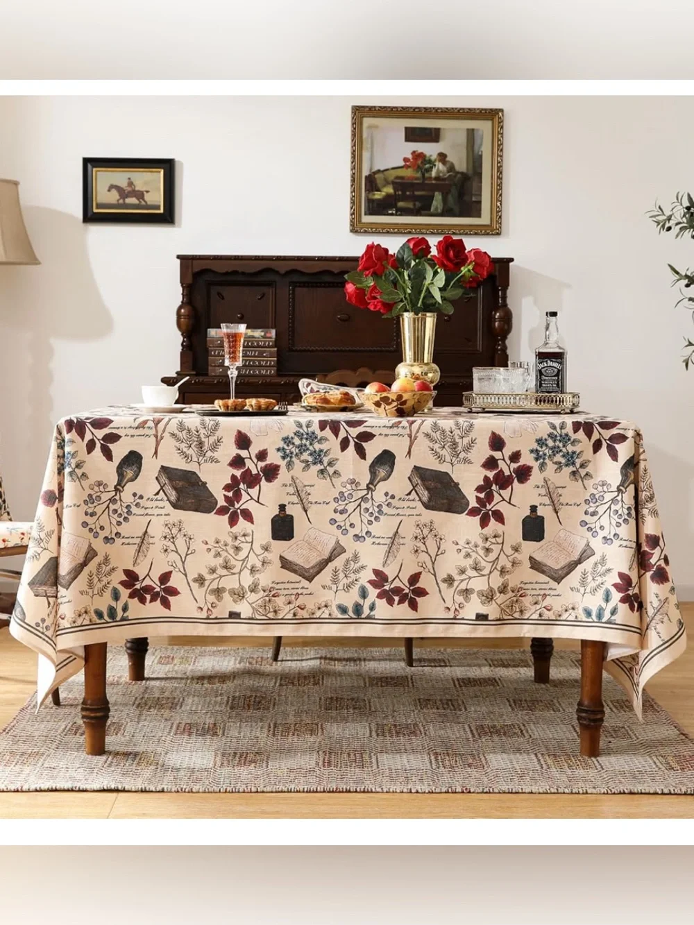 Designer French Linen Rectangular Tablecloth
