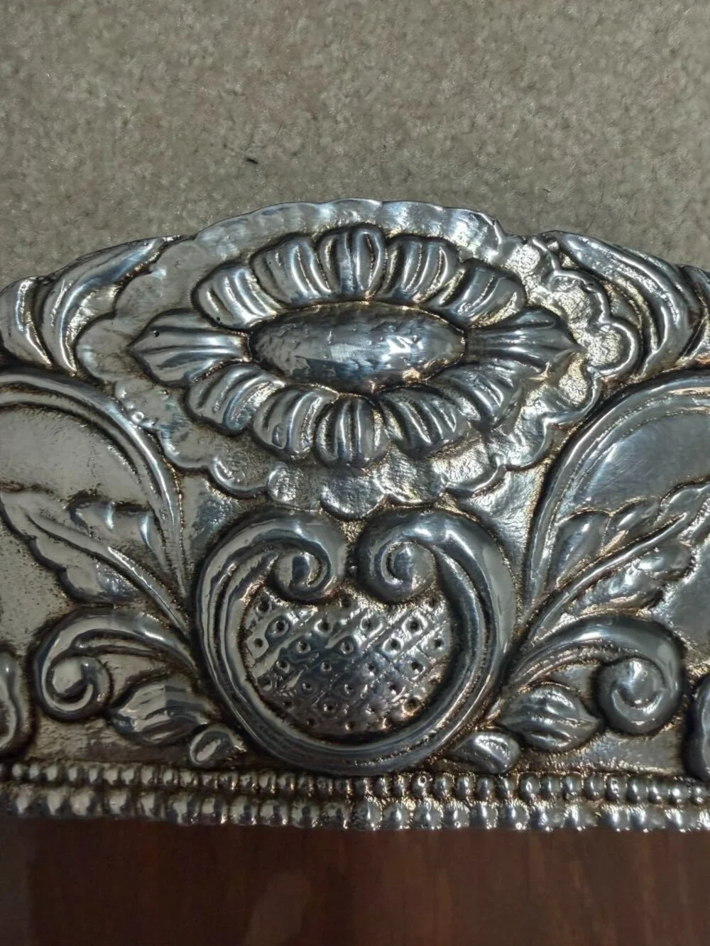 Vintage XEPAN Mexican Repoussé Picture Frame Mixed Metal 16