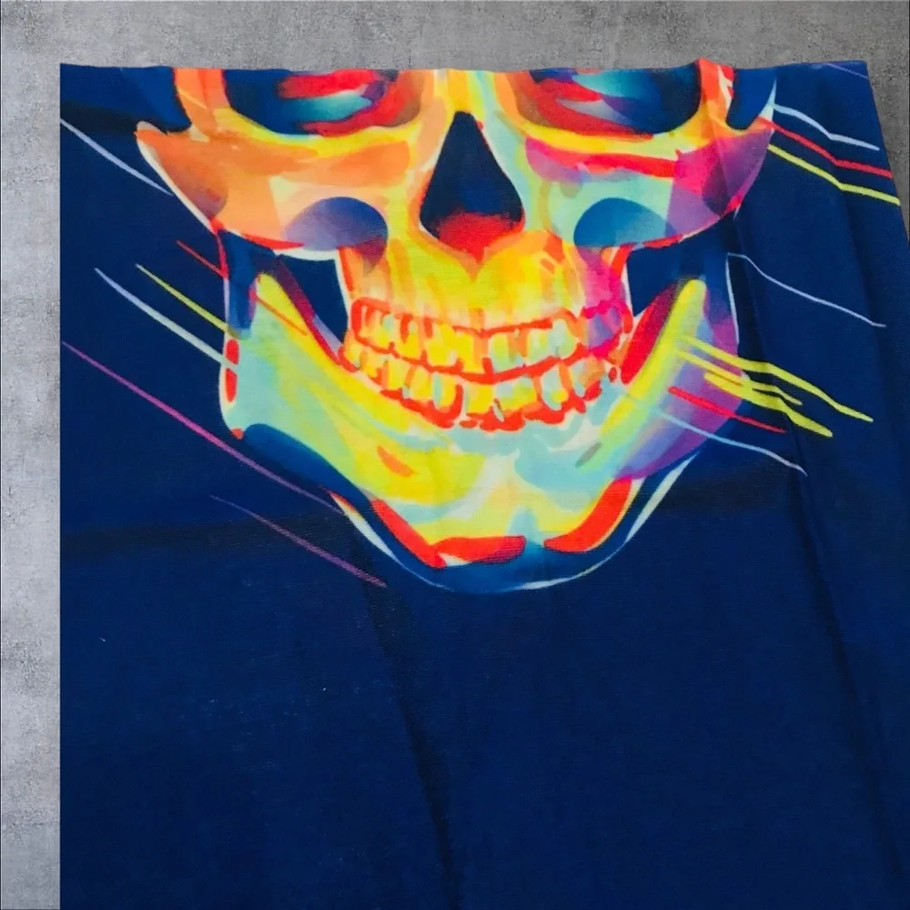 Neon Skull Paint  16 n 1 Neck Gaiter Face Cover Dust Mask Biker Rag