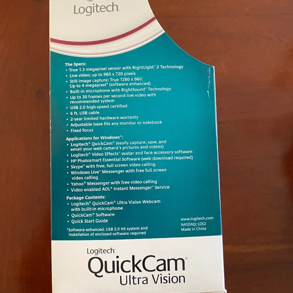 Logitech QuickCam Ultra Vision Web Camera