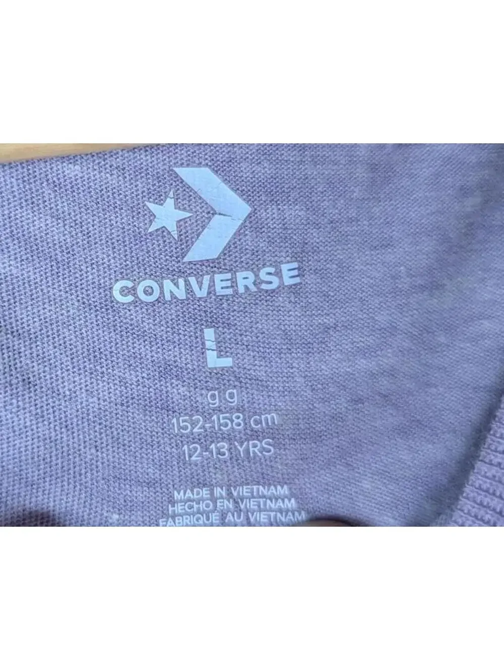 Converse All Star‎ Purple Heather Short Sleeve Crop Graphic Tee Youth Size L