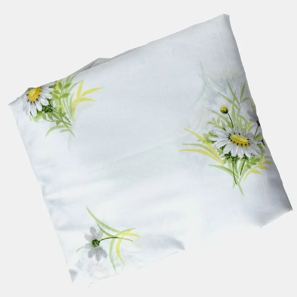 Vtg 70s Springmaid Double Fitted Sheet Flowers MCM Yellow Daisy Cottagecore USA