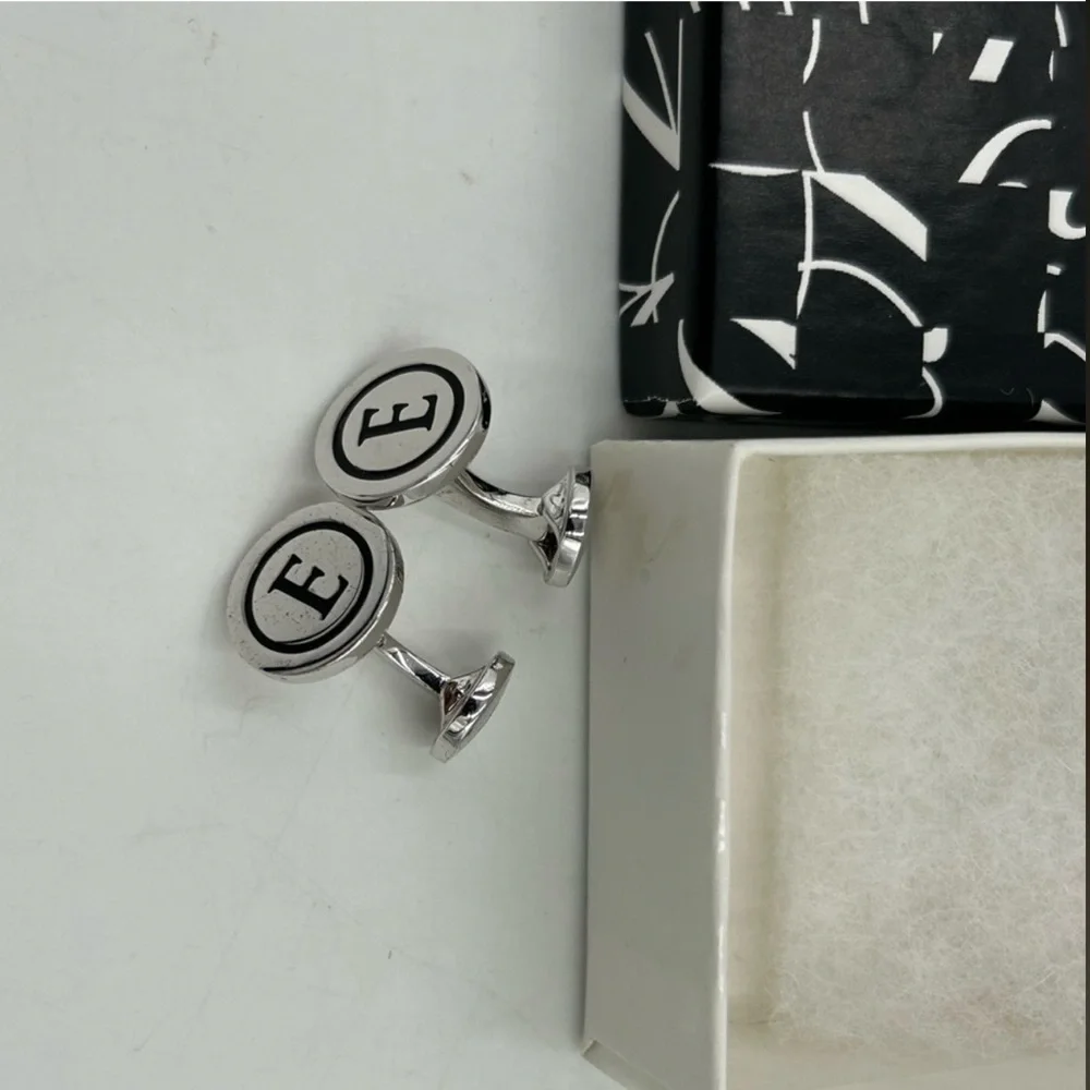 Men’s Saks, Fifth Avenue, E silver cufflinks