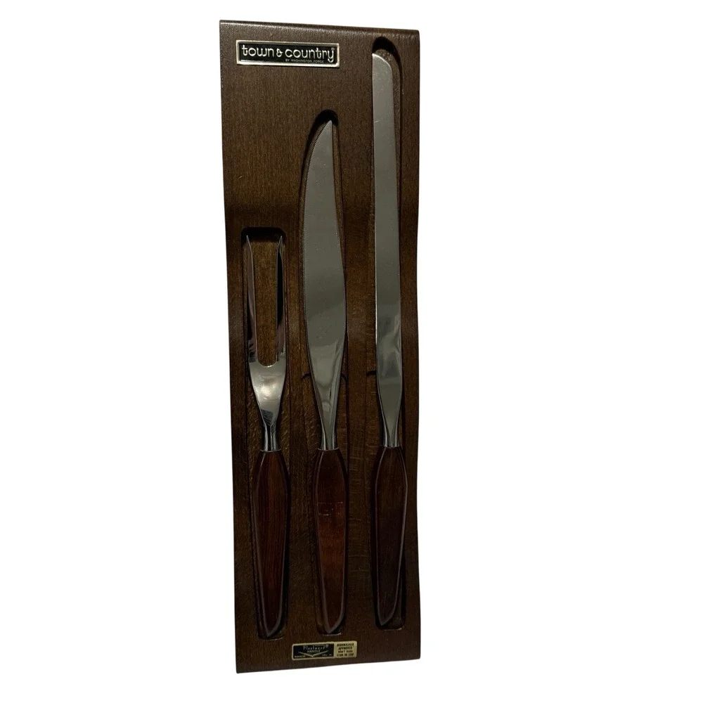 Vintage Washington Forge Carving‎ Set Town Country Fleetwood Stainless Steel