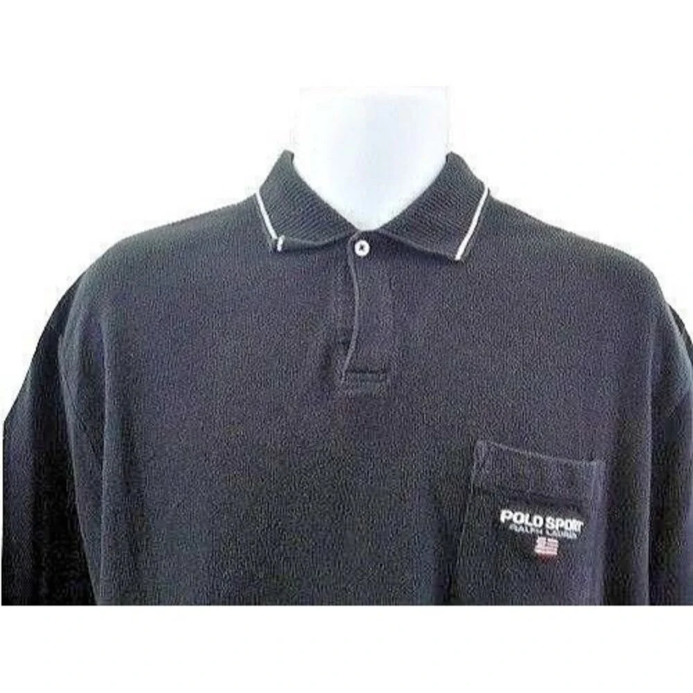 Ralph Lauren Polo Sport Golf Shirt Black Pullover Mens Size M