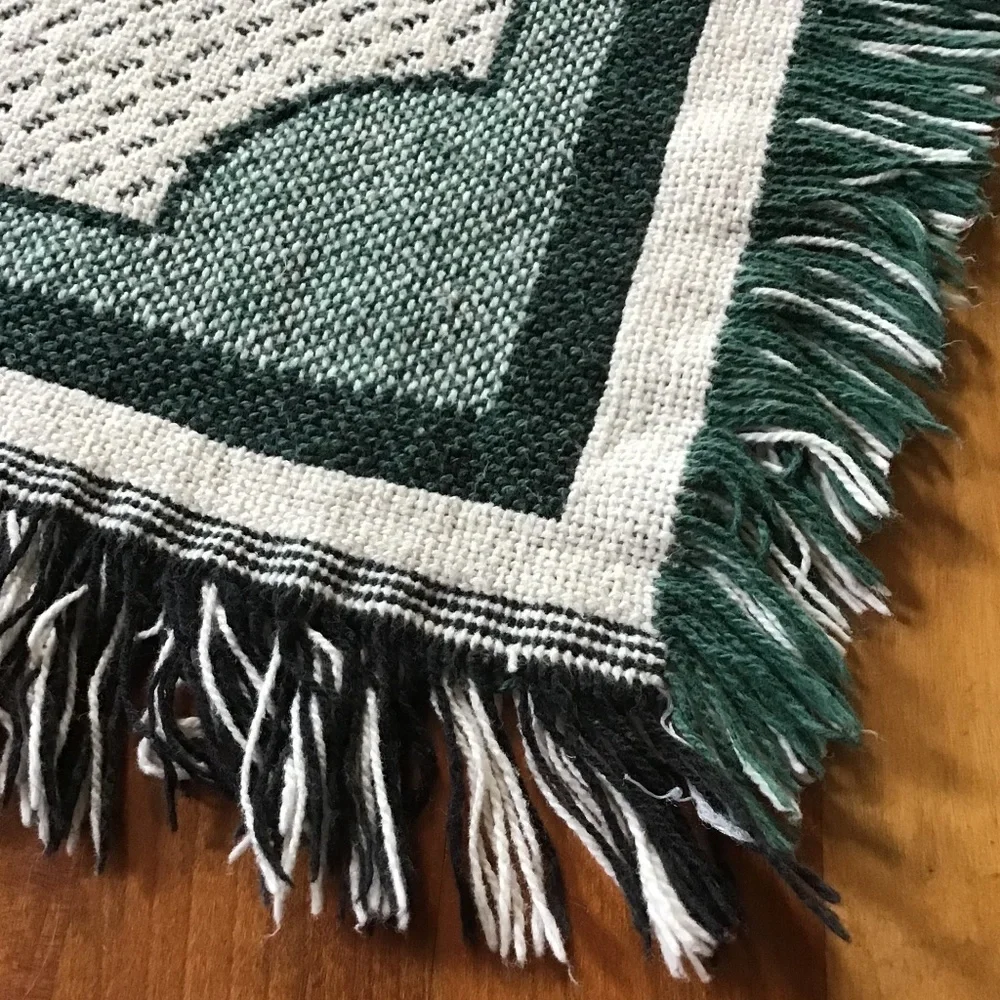 Laura Ingalls Wilder Vintage Throw Birthplace Wisconsin Dark Green Blanket