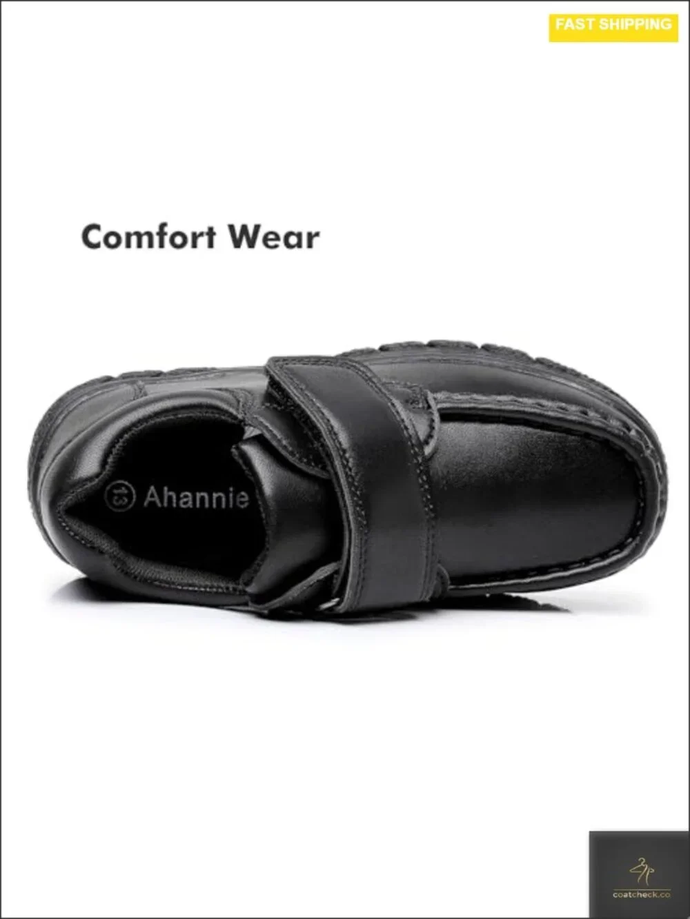 Boys School Uniform Oxford Dress Shoes with Hook-and-Loop Closure