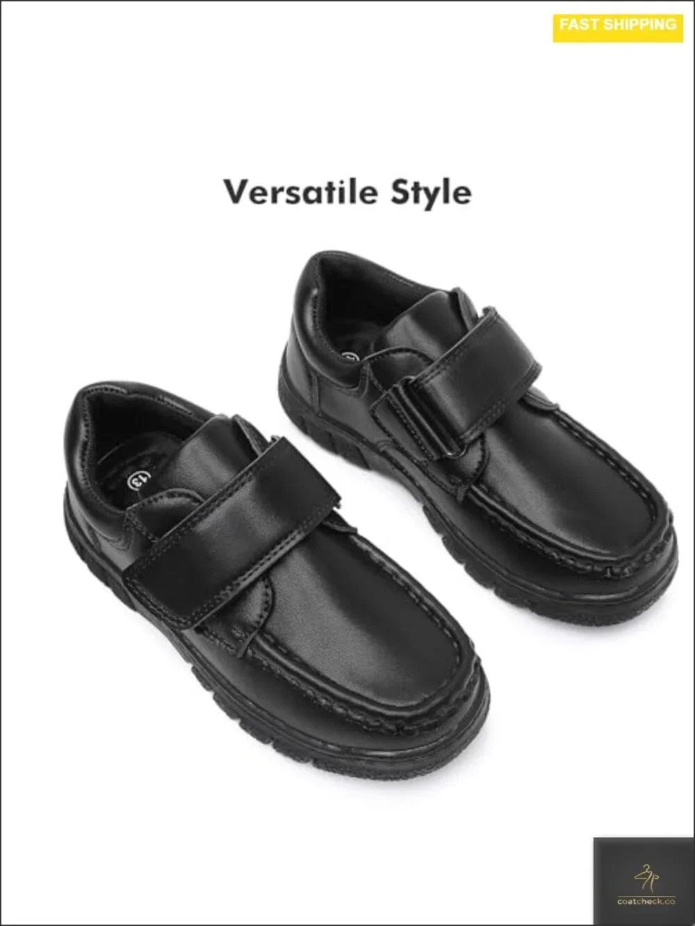 Boys School Uniform Oxford Dress Shoes with Hook-and-Loop Closure