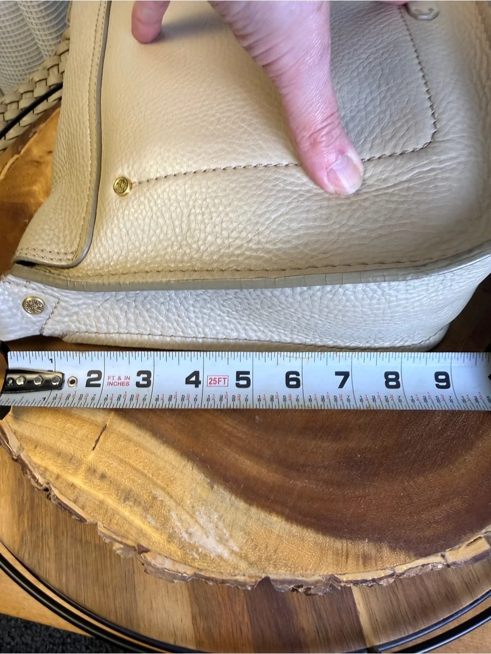 Cole Haan Beige Pebbled Leather Flap Crossbody Messenger Bag Braided Strap EUC