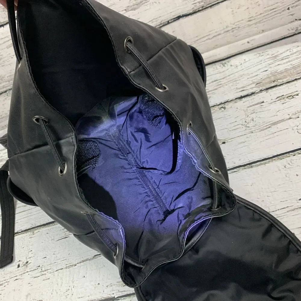 Eddie Bauer Black Faux Leather Backpack Versatile Travel Daypack Diaper‎ Bag