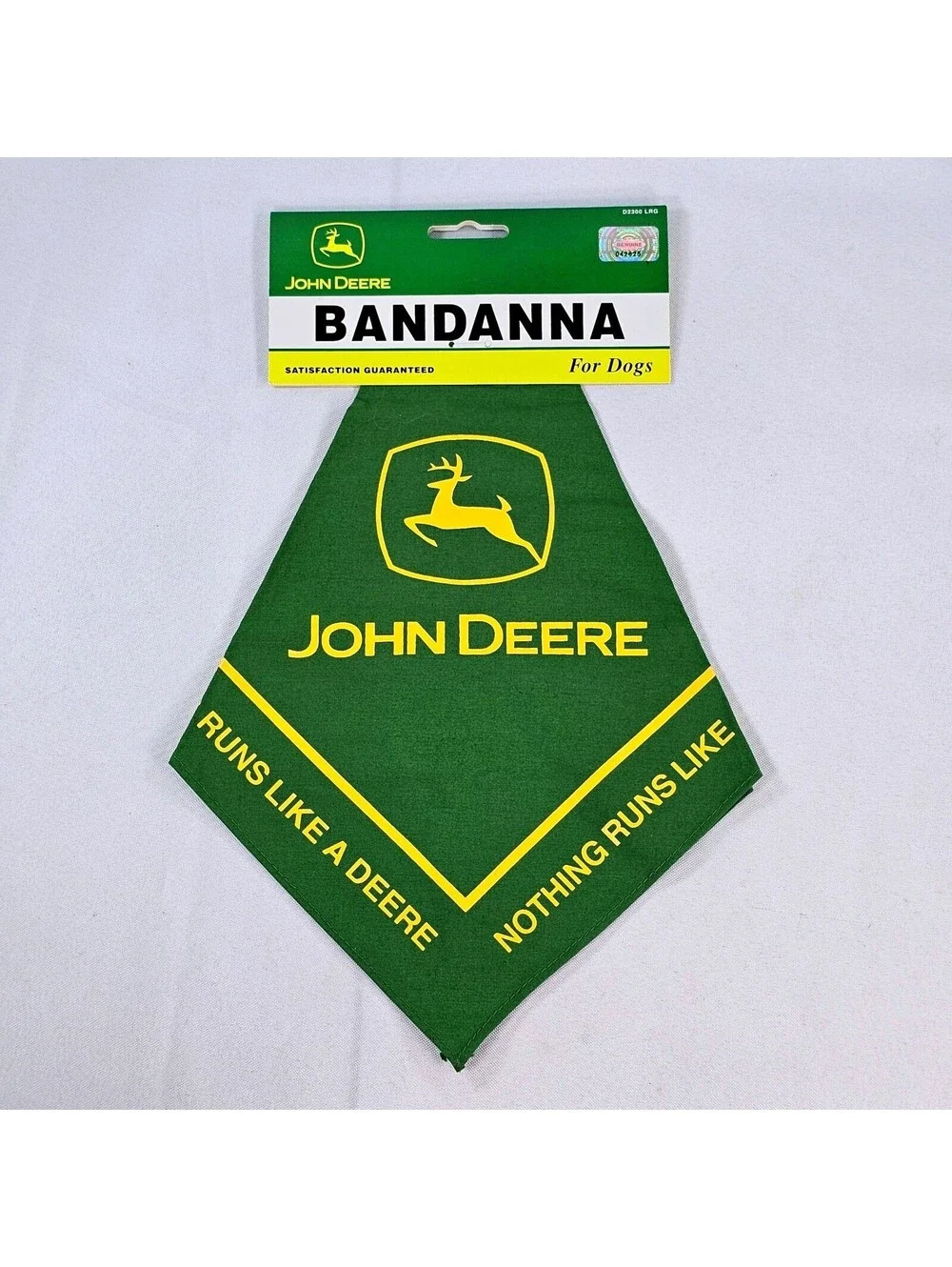 John Deere Dog Bandanna Green Yellow Logo Nothing Runs Like A Deere Large D2300