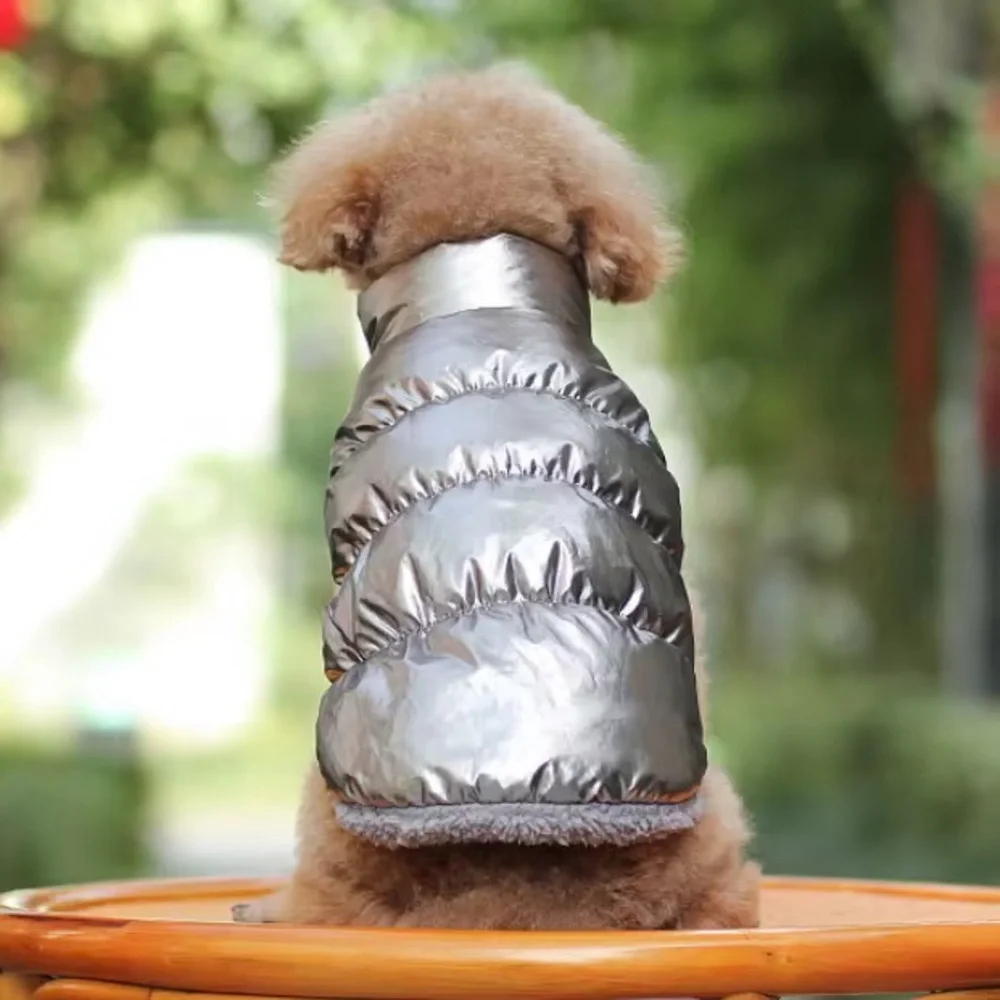 Silver Reflective Dog Coat Jacket Size M | Warm Winter Pet Vest