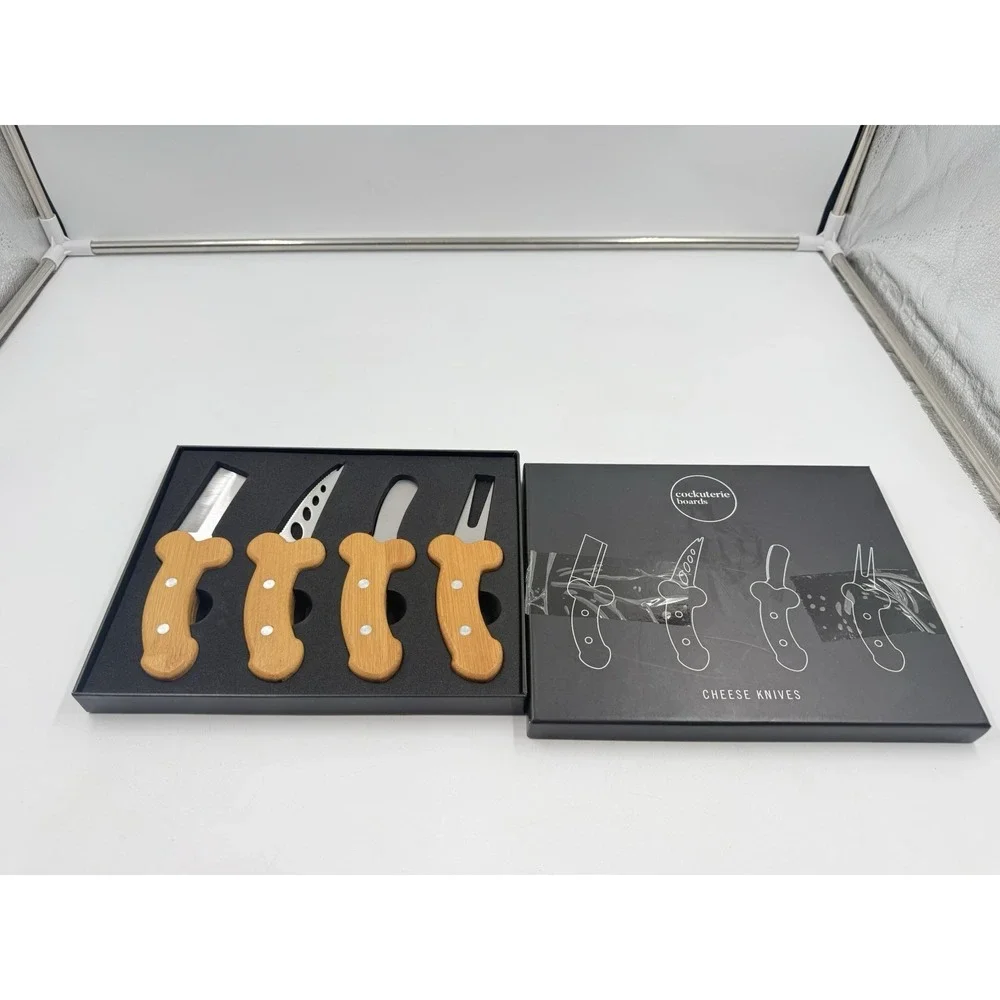 Cockuterie Cheese Knife Set‎ Wooden Handle Set Of 4