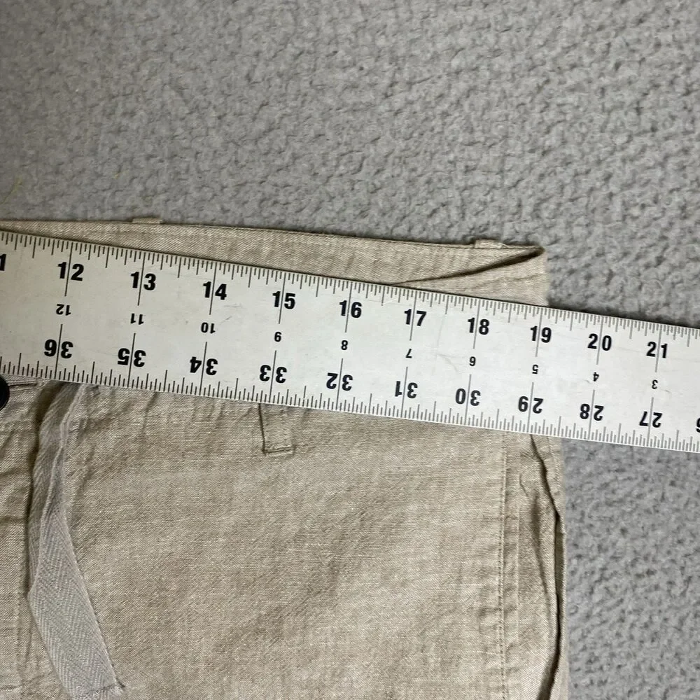 Perry Ellis Pants Men 36x30 (38x29L) Beige Linen Blend Pockets Drawstring Casual
