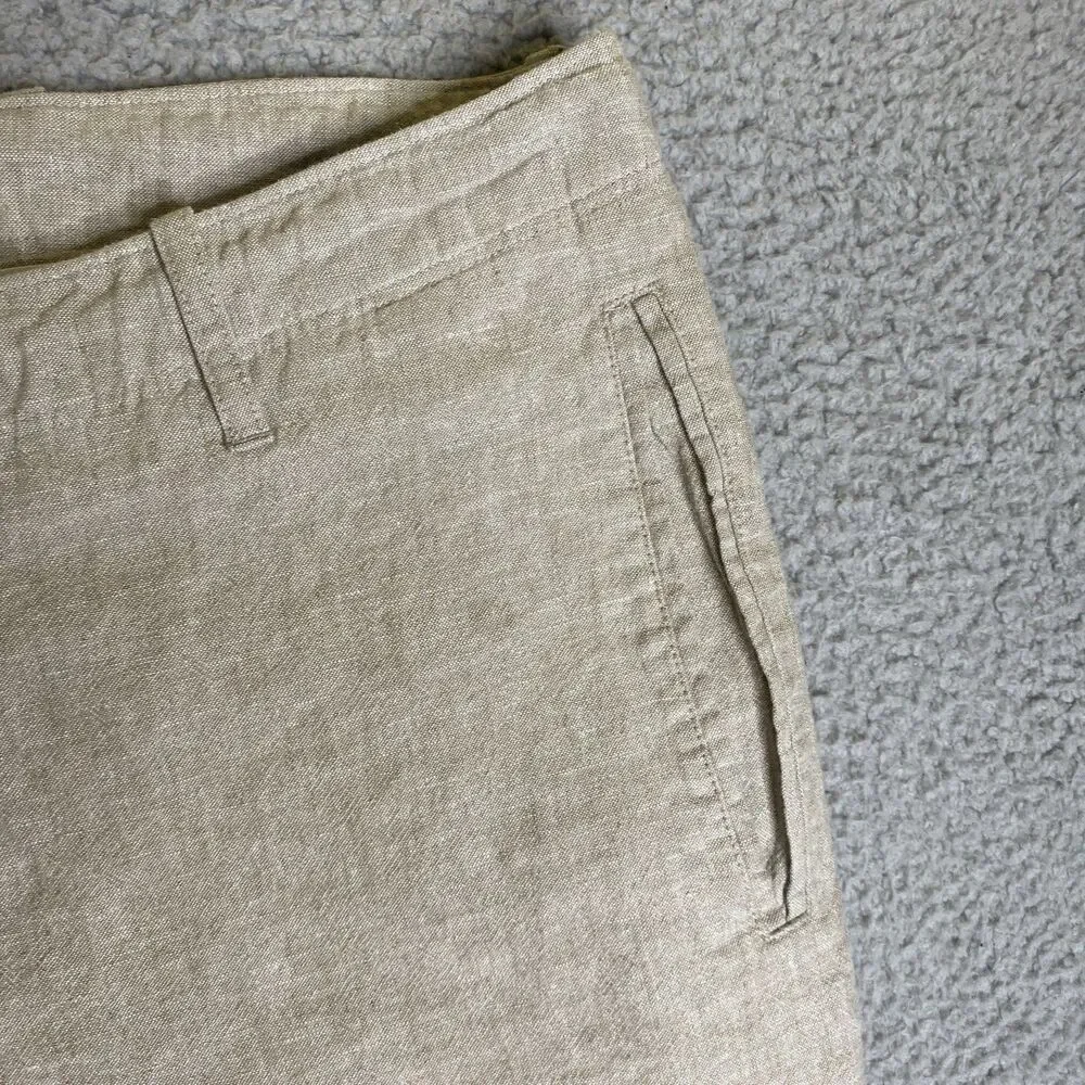 Perry Ellis Pants Men 36x30 (38x29L) Beige Linen Blend Pockets Drawstring Casual