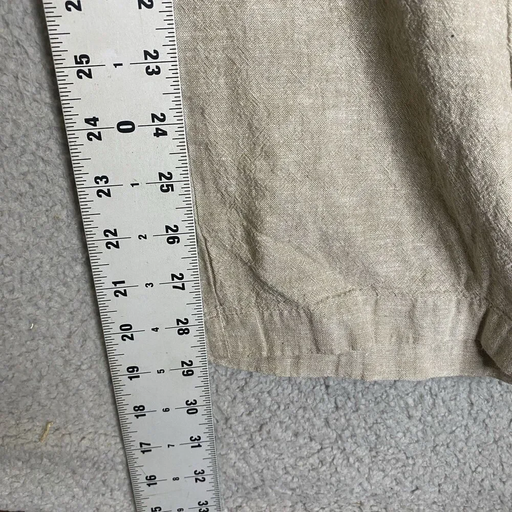Perry Ellis Pants Men 36x30 (38x29L) Beige Linen Blend Pockets Drawstring Casual