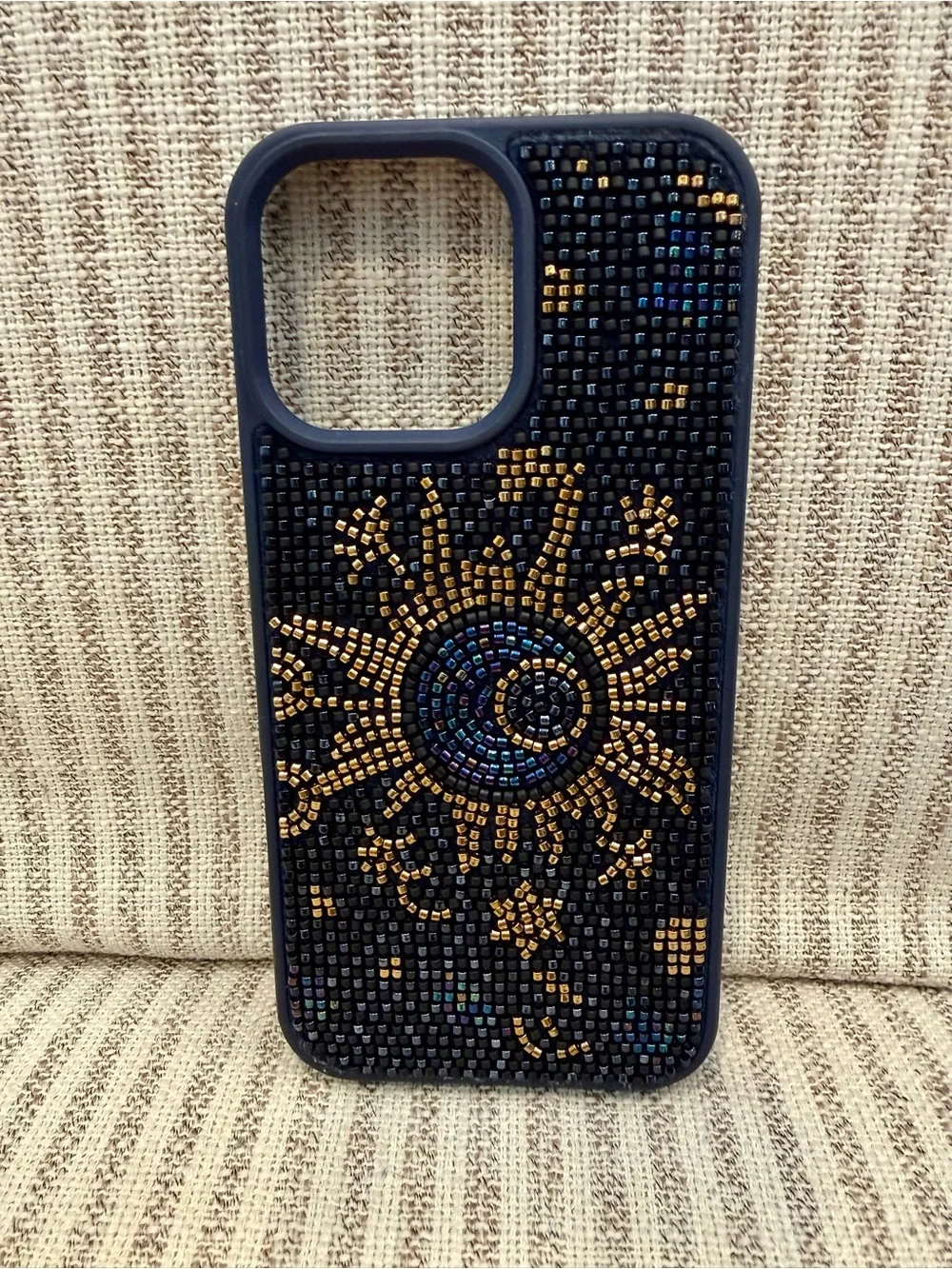 Beaded navy moon phone case 16 Pro Max in like new condition #beaded #celestial