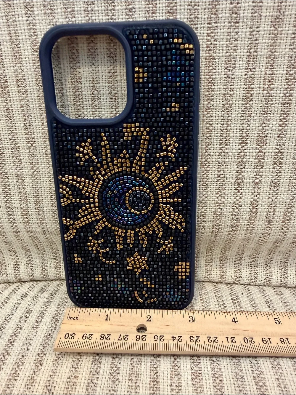 Beaded navy moon phone case 16 Pro Max in like new condition #beaded #celestial