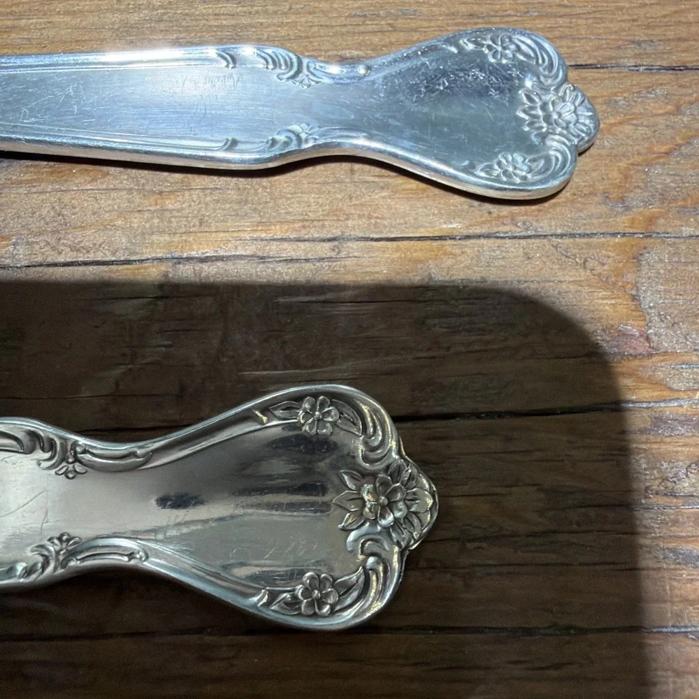 Rogers and Bros Silver Plate Serving Fork and Spoon Daybreak Elegant Lady Set 9