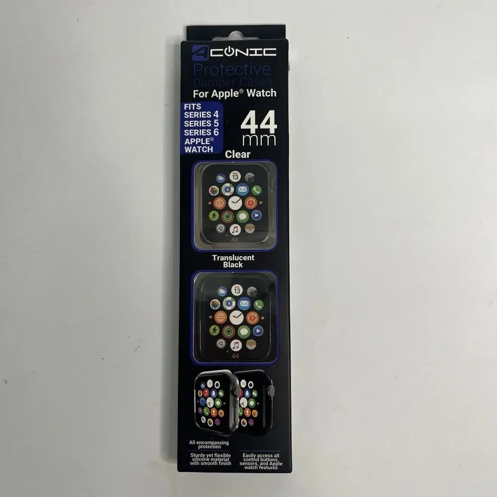 apple watch bumper cases series 4 5 6 translucent black clear‎ 44mm in box