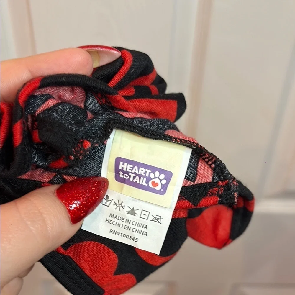 Black and Red XO Heart outfit for small dog