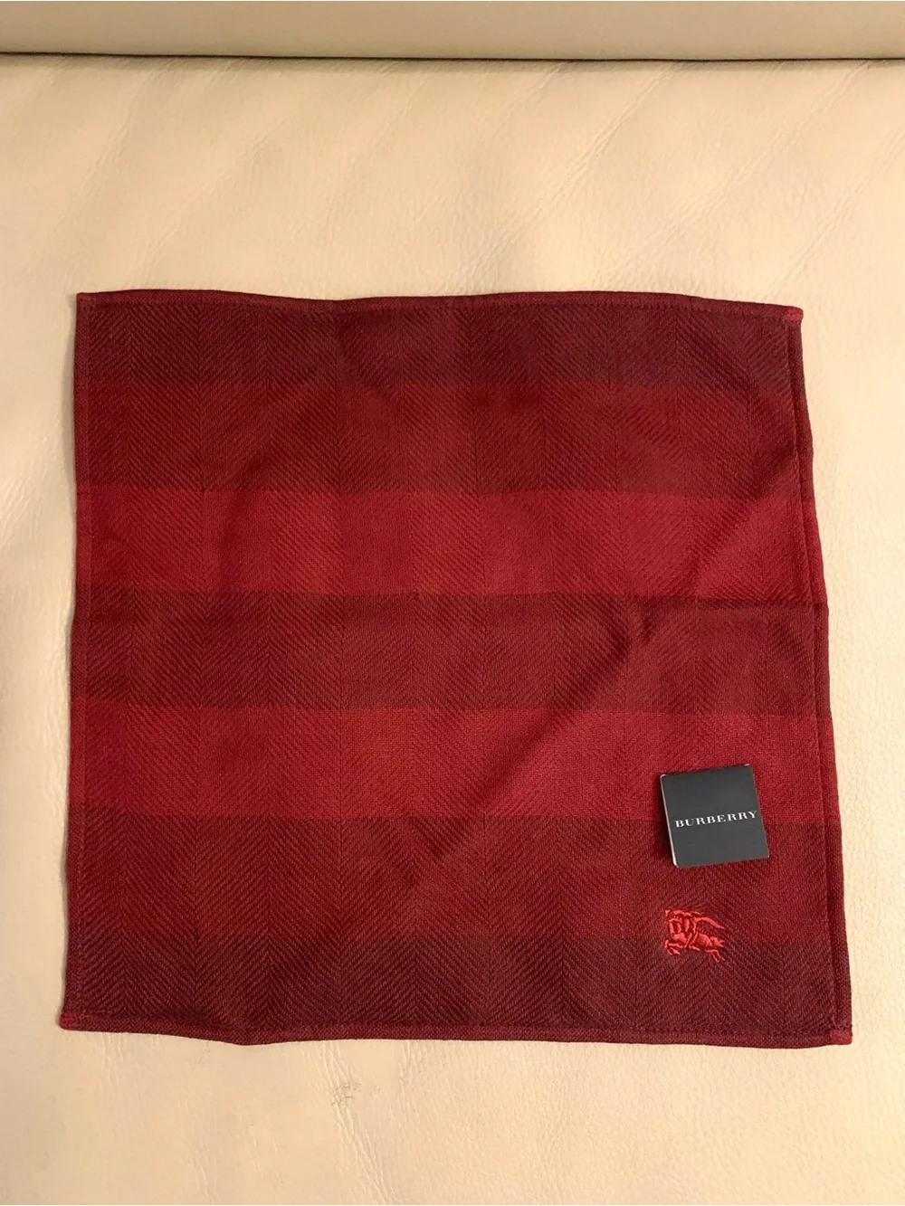 Burberry NWT Red Towel Handkerchief 10” Square 100% Cotton Made in Japan Unisex