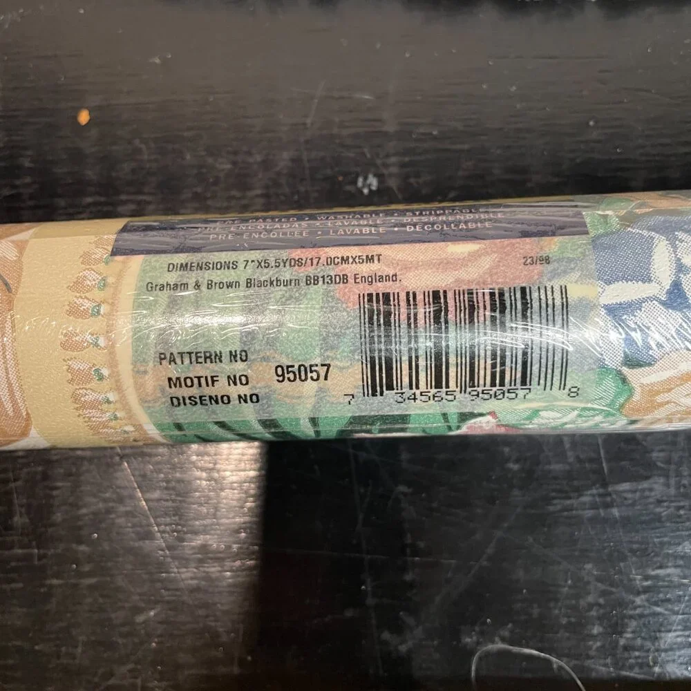 Vintage Graham‎ Brown Luxury Vinyl Wallpaper Border Roses on Tan Tassels 3 Rolls