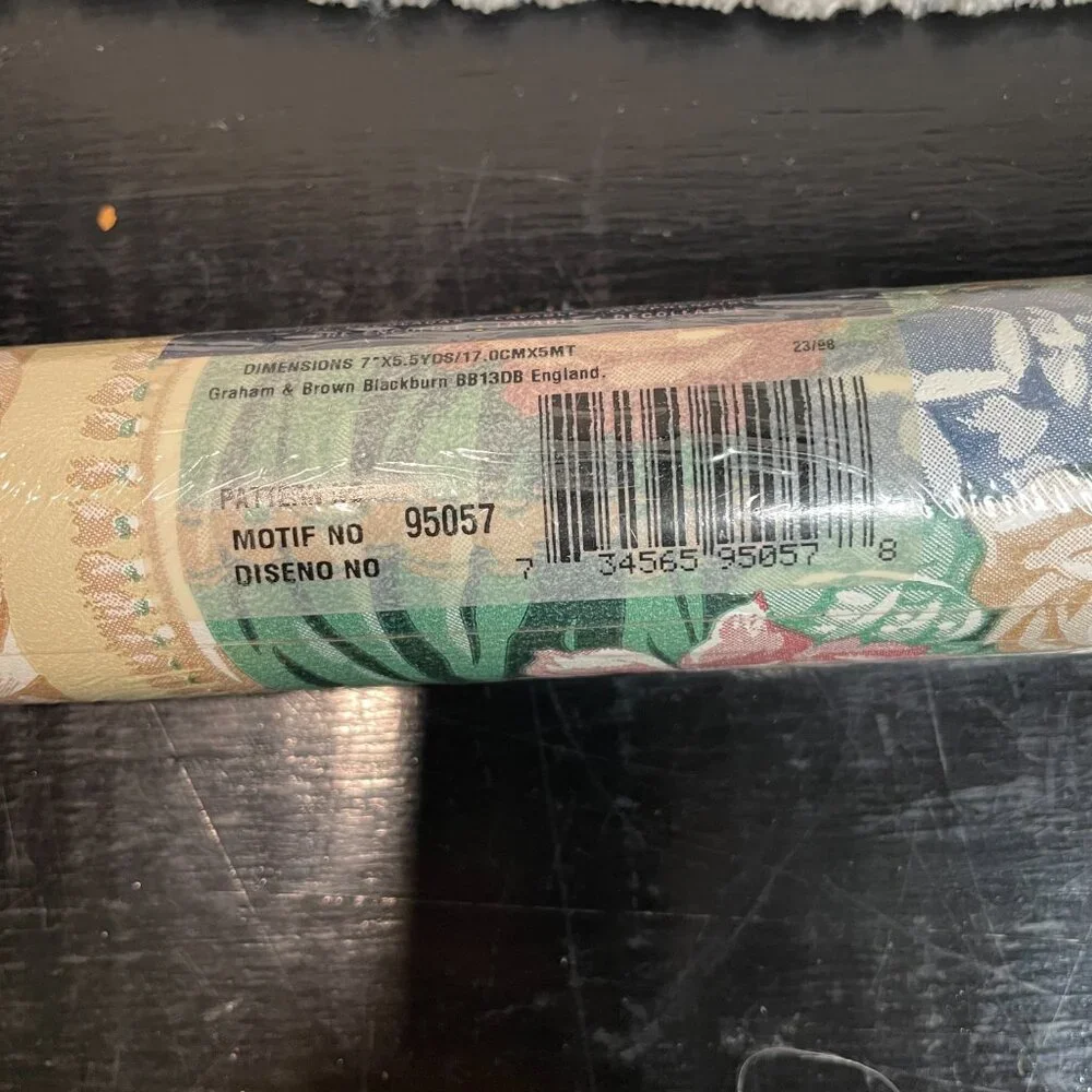 Vintage Graham‎ Brown Luxury Vinyl Wallpaper Border Roses on Tan Tassels 3 Rolls