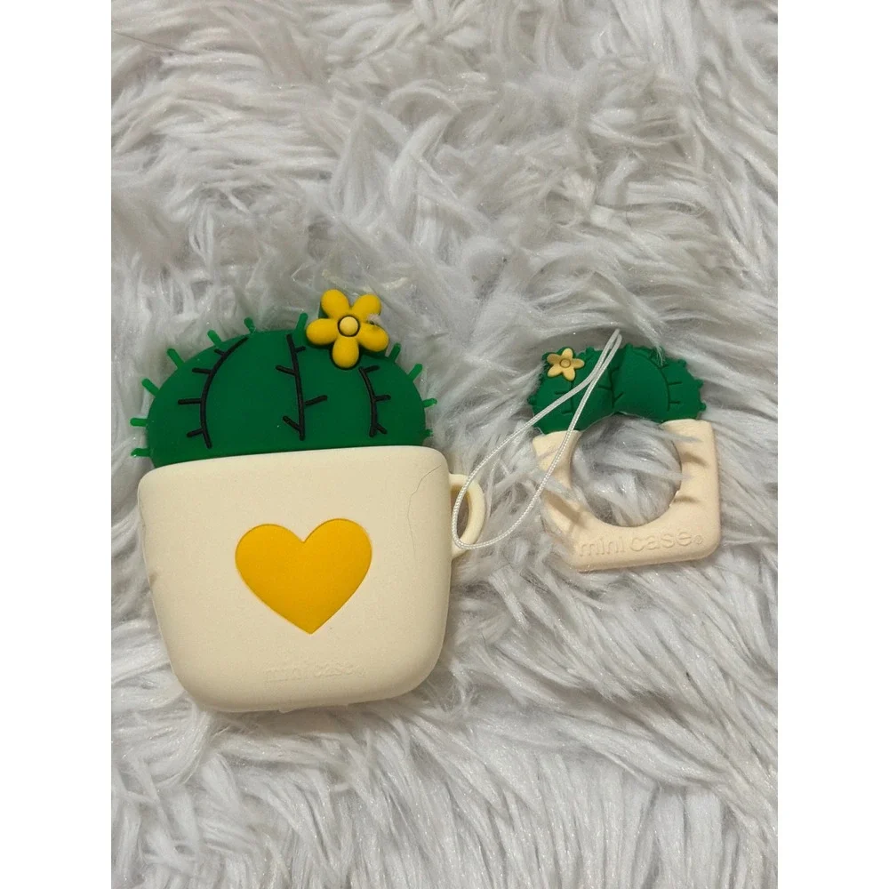 Cute Cactus Airpods Case With Heart Mini‎ Case 1st 2nd Gen Silicone Cover