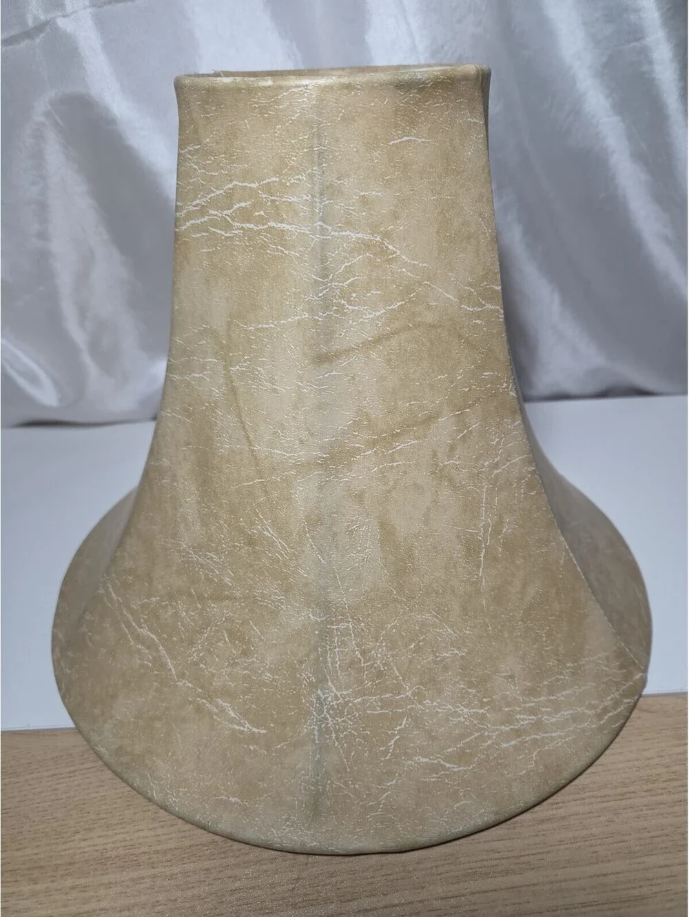 Vintage Faux Leather Tan Bell Lamp Shade Distressed 10.25