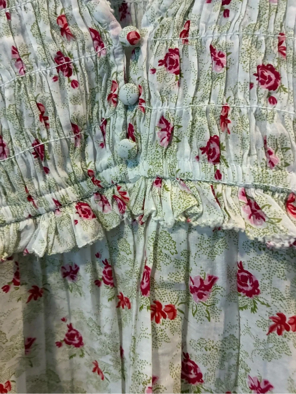 Anthropologie Floral Smocked Peplum Blouse Eyelet Puff Sleeve Top Medium