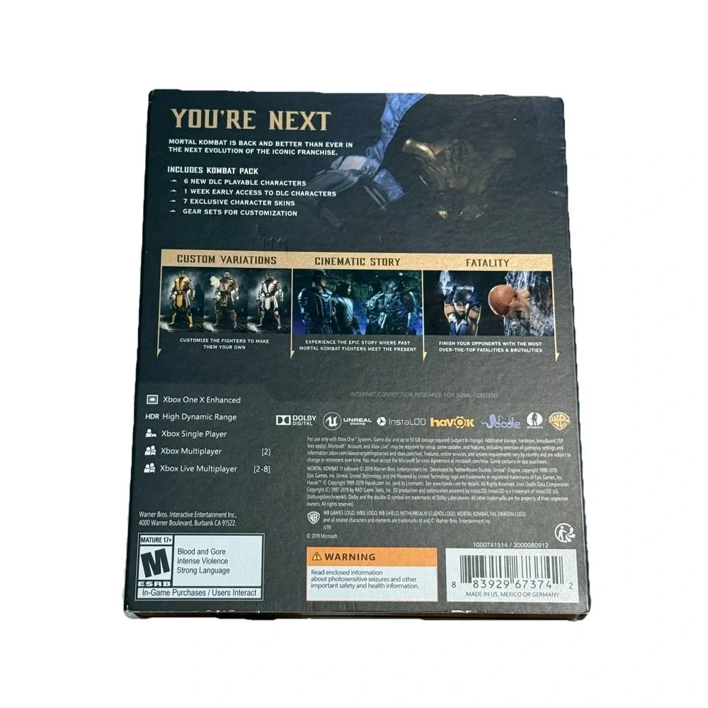 Mortal‎ Kombat 11 Premium Edition (Microsoft Xbox One) Steelbook, Disk, Cover