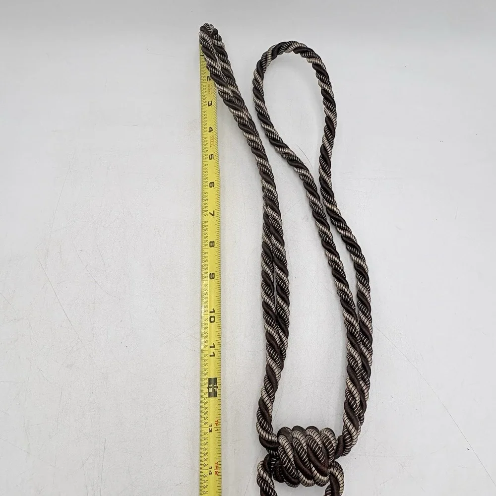 Pair Decorative Curtain Tassel Tiebacks Brown Beige Rope Window Holdbacks 24