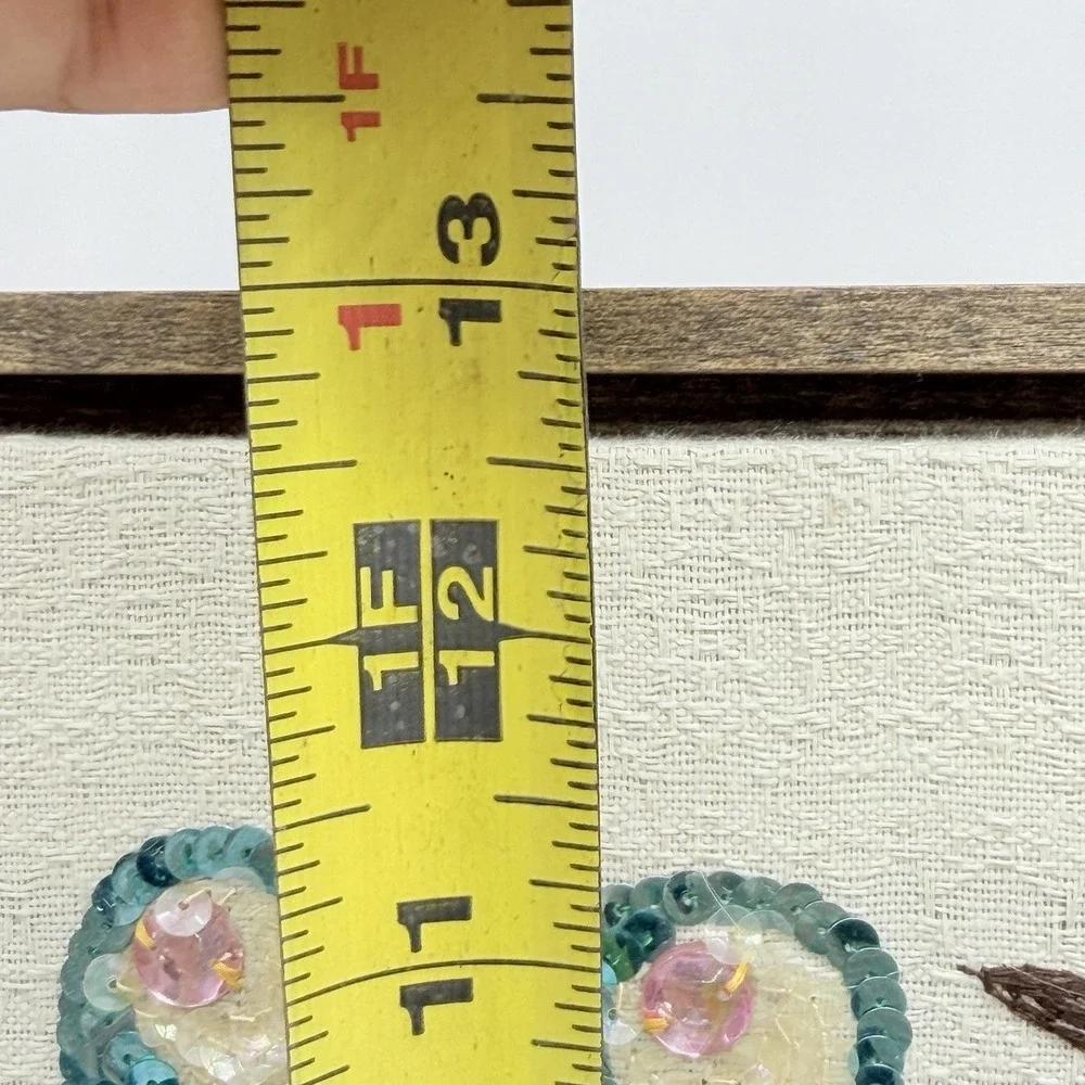 Sequenced Embriored Frog Wood Framed Wall Hanging Cottage MCM 70s 80s Granny