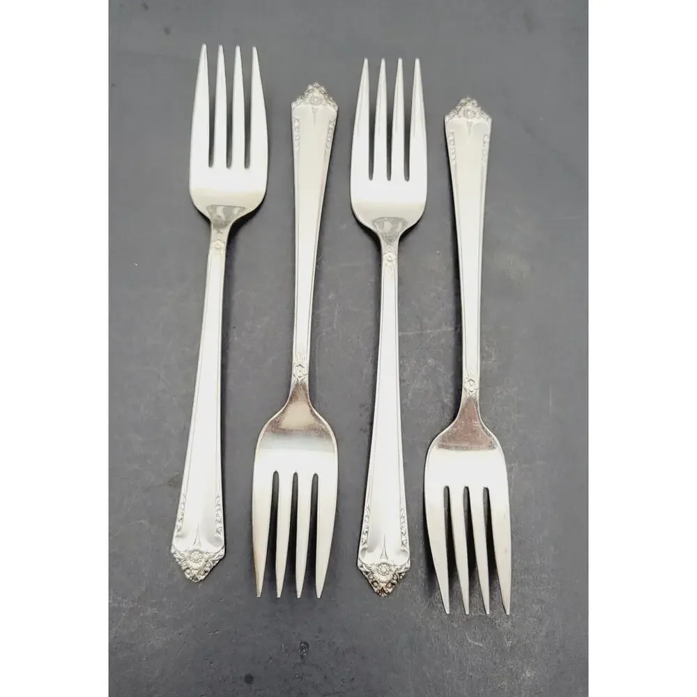 Set 4 Rogers STARLIGHT 50's International Reinforced Plate Flatware Salad Fork