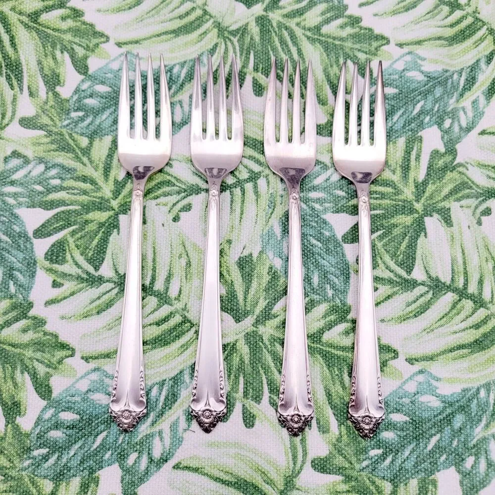 Set 4 Rogers STARLIGHT 50's International Reinforced Plate Flatware Salad Fork