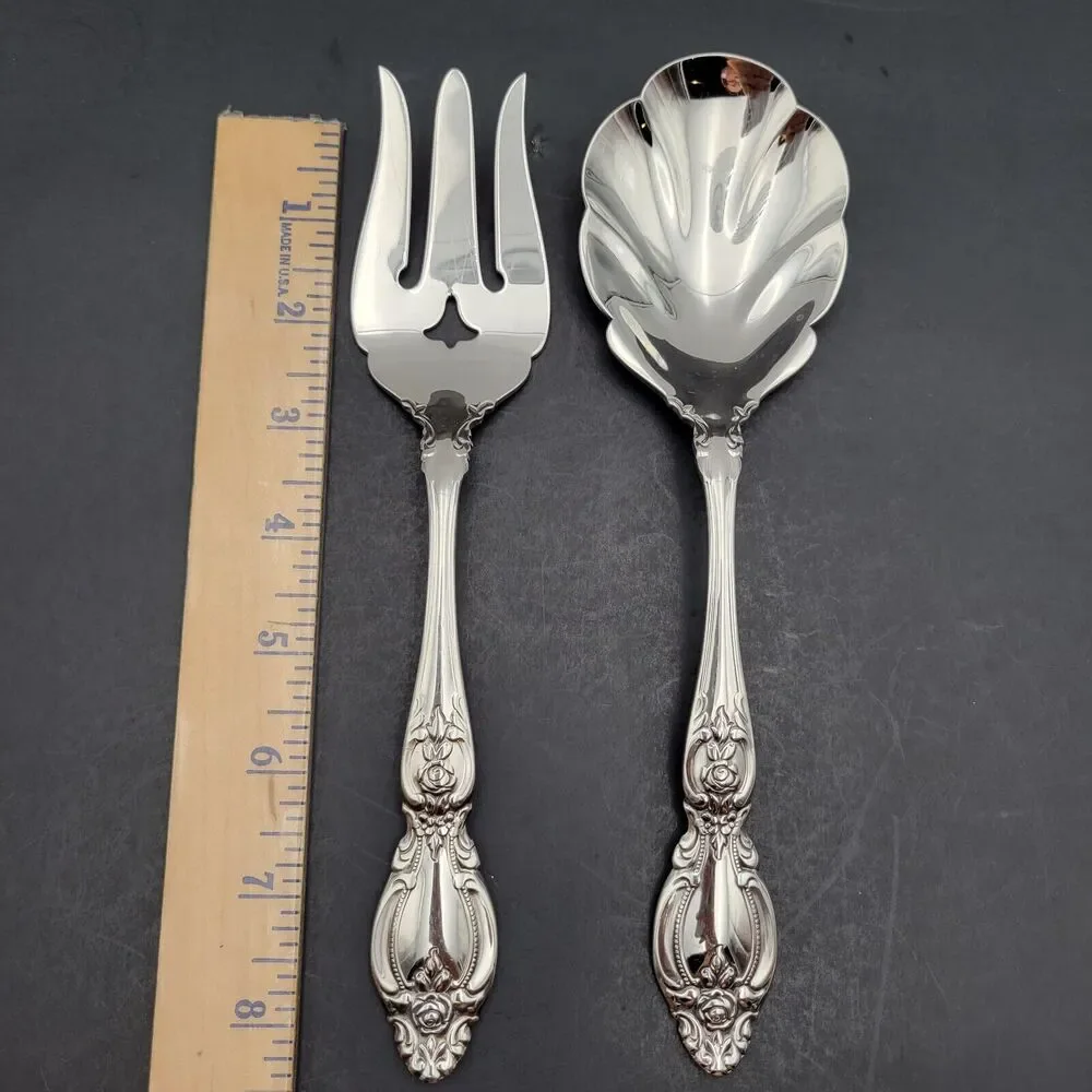 Oneida 18/8 Stainless Heirloom Frederick Serving Set Fork & Spoon (Shell Cassero