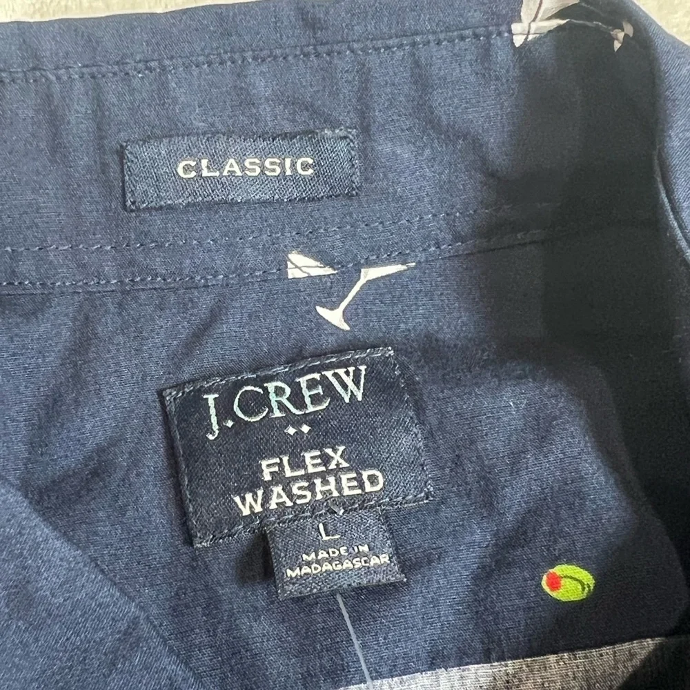 NWT Large J. Crew Classic Navy Shirt with Martini Glass All Over Print