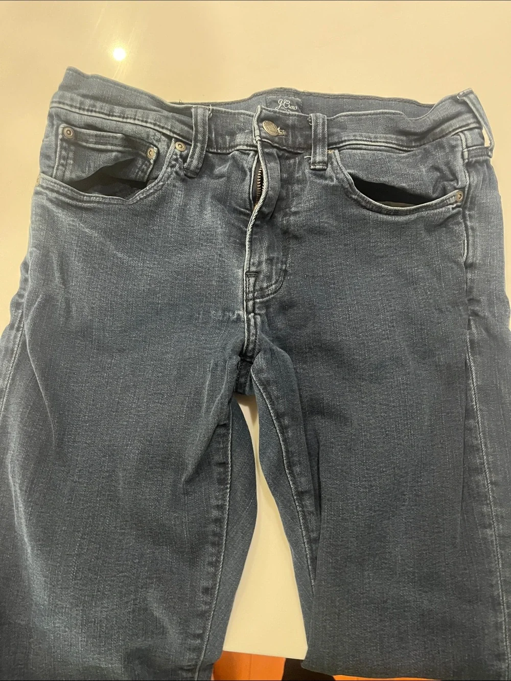 J. Crew Distressed Dark Blue Denim Jeans