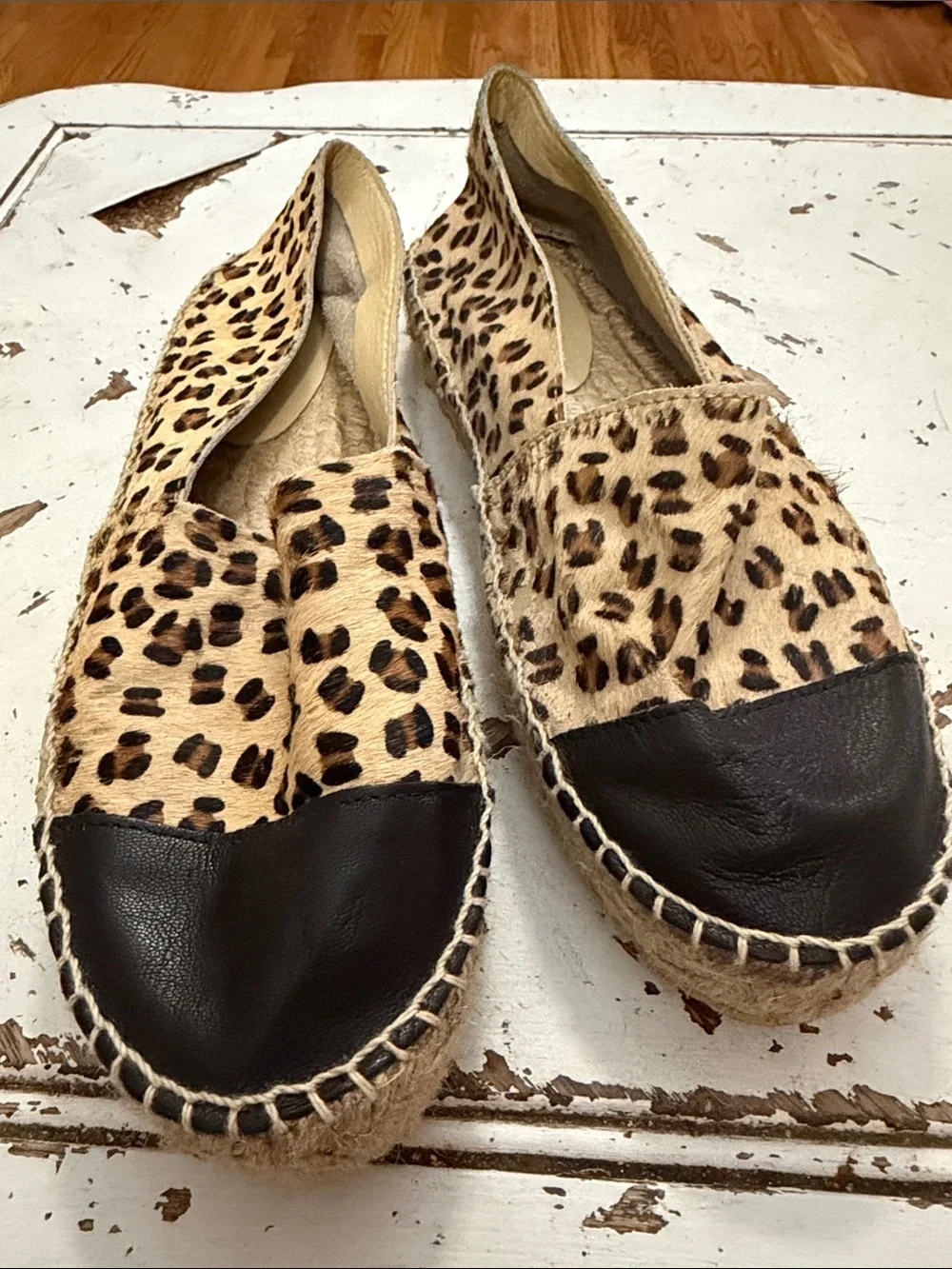 ALDO Leopard Print Espadrille Flats with Black Toe Cap