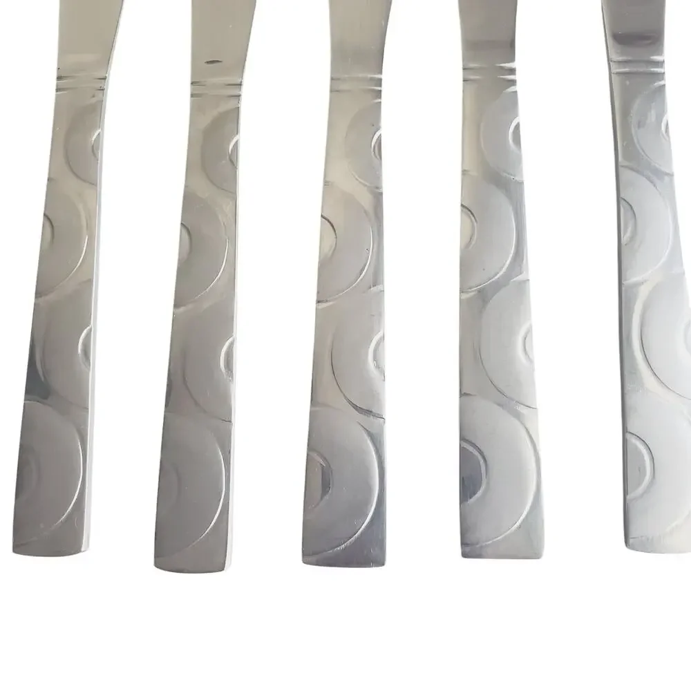 Pfaltzgraff Hemisphere Stainless Steel Dinner Knife Set of 5 MCM Retro Stylish
