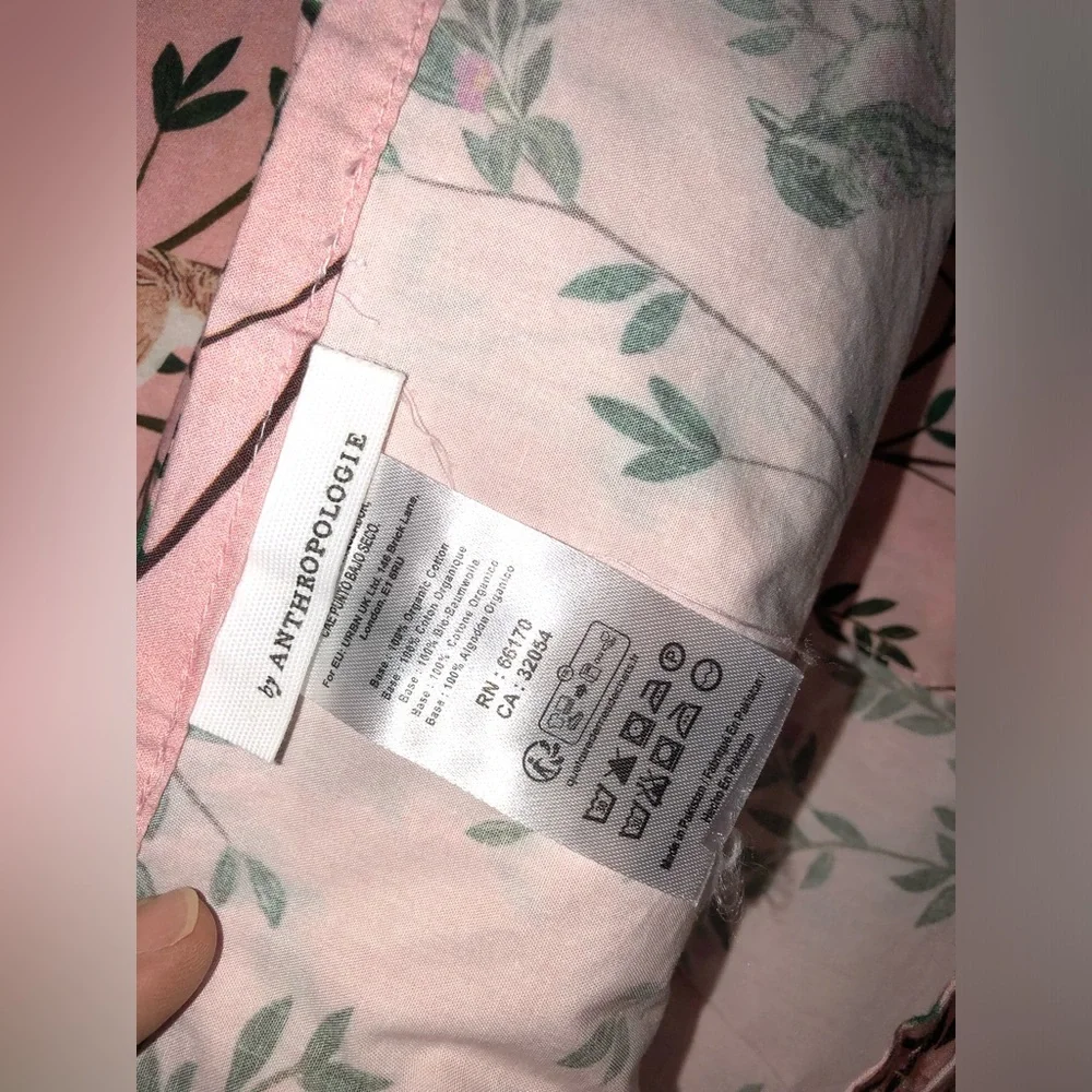 Anthropologie Pink Priyanka Organic Cotton Percale Printed Queen Flat Sheet