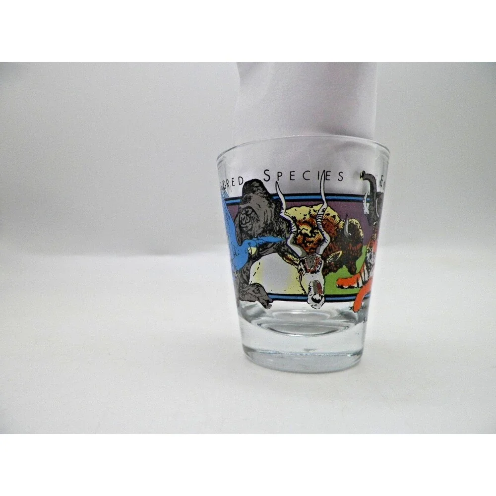 Vintage Sacramento Zoo Endangered Species Shot Glass Souvenir