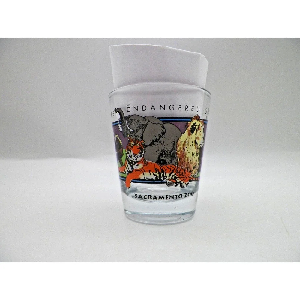 Vintage Sacramento Zoo Endangered Species Shot Glass Souvenir