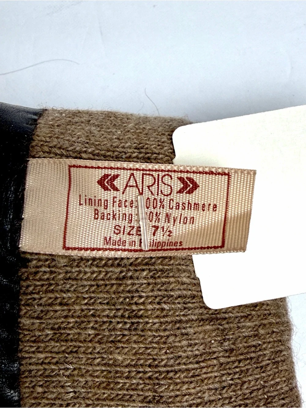 NWT Aris Dark Brown Leather Gloves Cashmere Lined Women’s Size 7.5 Vintage