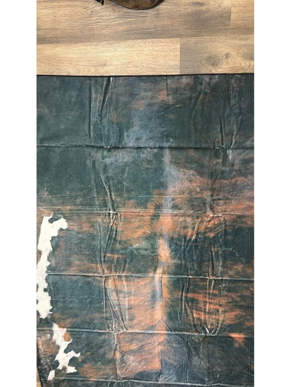 Faux Cowhide Print Area Rug 5x6.5 Ft Faux Fur Rustic Western Home Mat Non-Slip