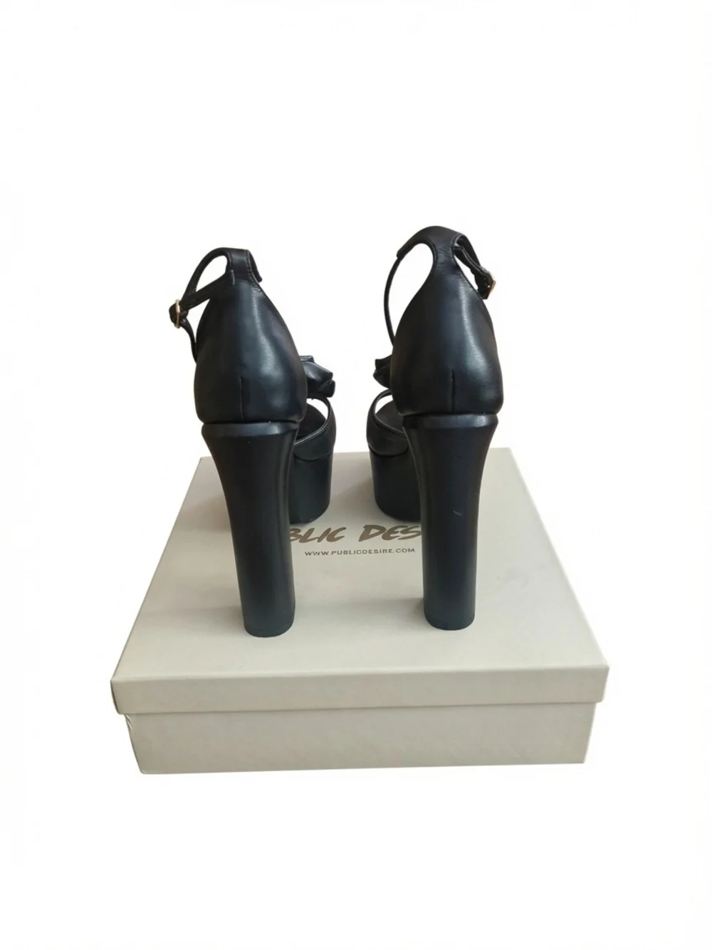 Black Platform Rose-Accent Ankle Strap Heels - Women