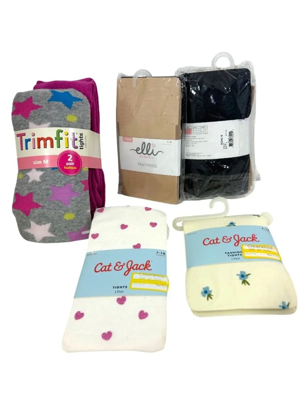 Girls’ Tights 8 Pairs M 7-10 Multi, Trim Fit, Capelli, Cat & Jack Casual Party